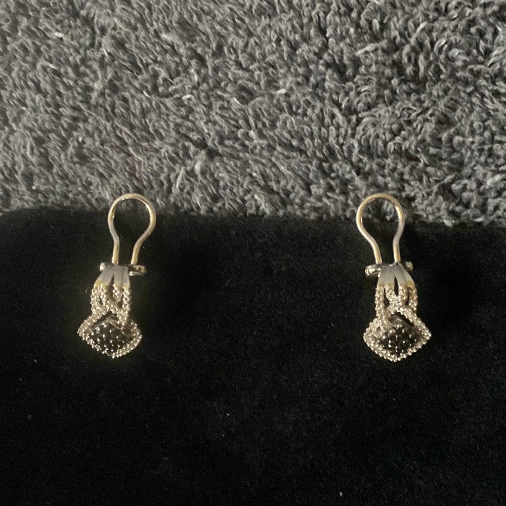 EUC Beautiful Earrings Stamped 925 with Black and White Diamonds - Picture 3 of 10